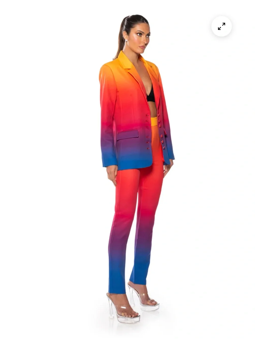 AKIRA Sunset Ombre Blazer in Orange, Pink & Blue - Picture 5 of 14